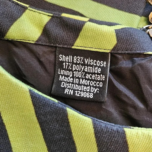 DESIGUAL Women’s Sleeveless Sheath Artsy Graphic Green Striped Mini Dress Sz 46. - Picture 15 of 15